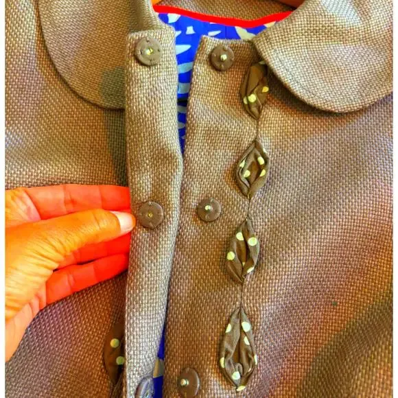 Boden Linen Blend Blazer, Size 4 Peter Pan Polka Dot - Picture 4 of 10